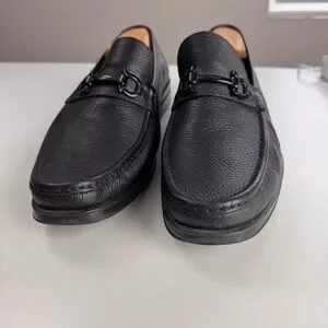 FERRAGAMO Men\'s Gancini Crown Bit Leather Loafers Shoes 10.5 Ferragamo Gancini Crown Bit Leather Loafers - Black  main image 2